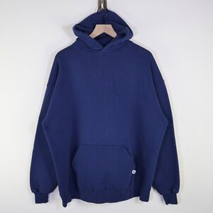Vintage Russell Athletic Hoodie Navy Blue XXL Made in USA Blank Pullover Mens